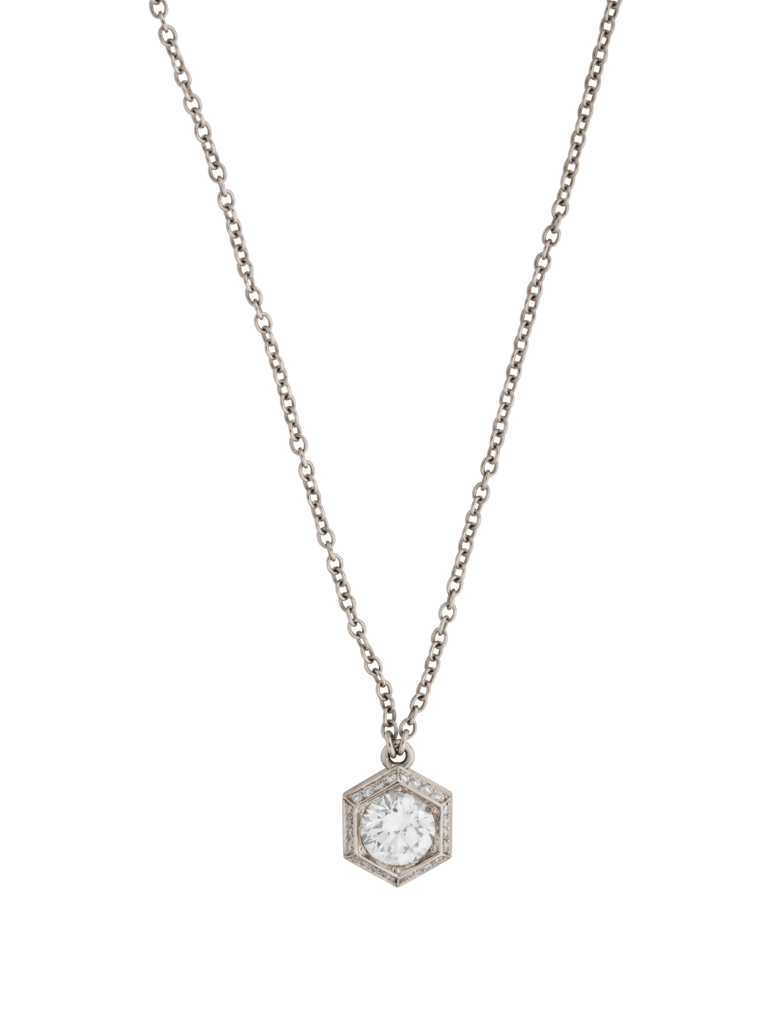 Hex bevel diamond pendant necklace